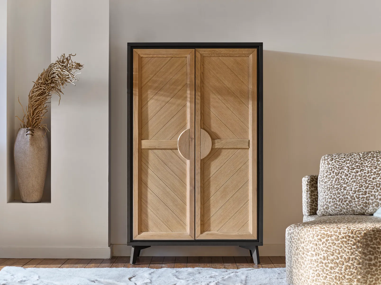 Armoire à Vin En Pin Massif 56x25x56 Cm - Capacité 25 Bouteilles, Style Rustique