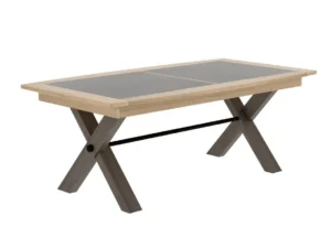 Table pieds X dessus et allonges bois ou Céramique – MAGELLAN